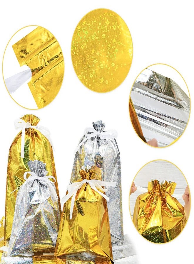 Geluode 20pcs Drawstring Goodie Gift Bags, Party Favor Bags, Gift Wrapping Bag, Holiday Treats Bags with Ribbon Ties and Tags in 2 Sizes of 2 Colors, for Families Friends Kids in All Occasion of Celebration - Image 4